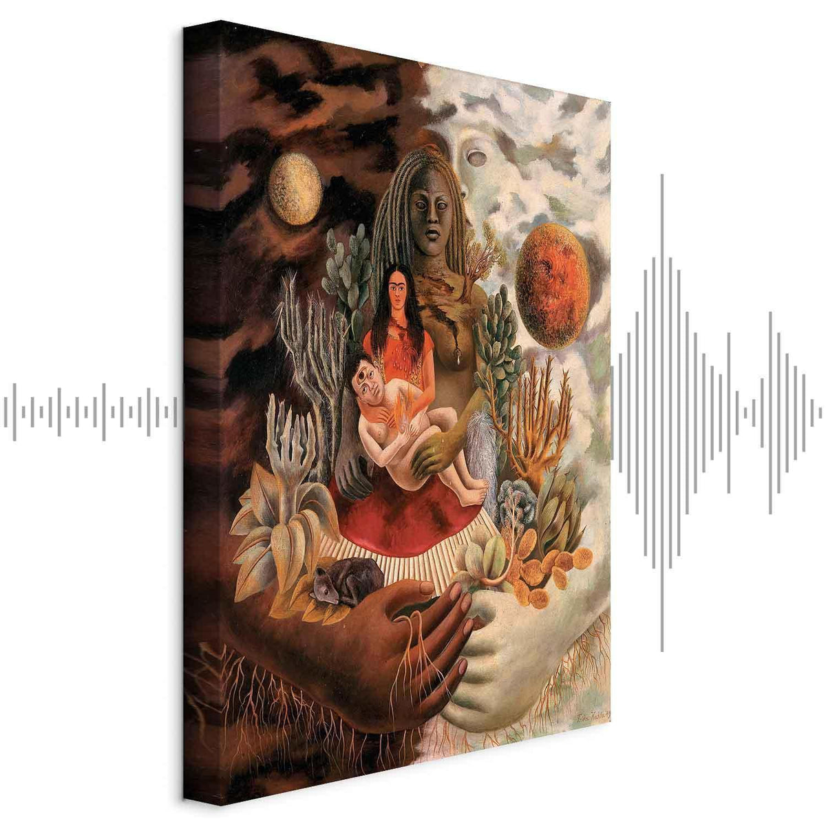Leinwandbild - Frida Kahlo – The Love Embrace of the Universe, the Earth (Mexico), Myself, Diego, and Señor Xolotl