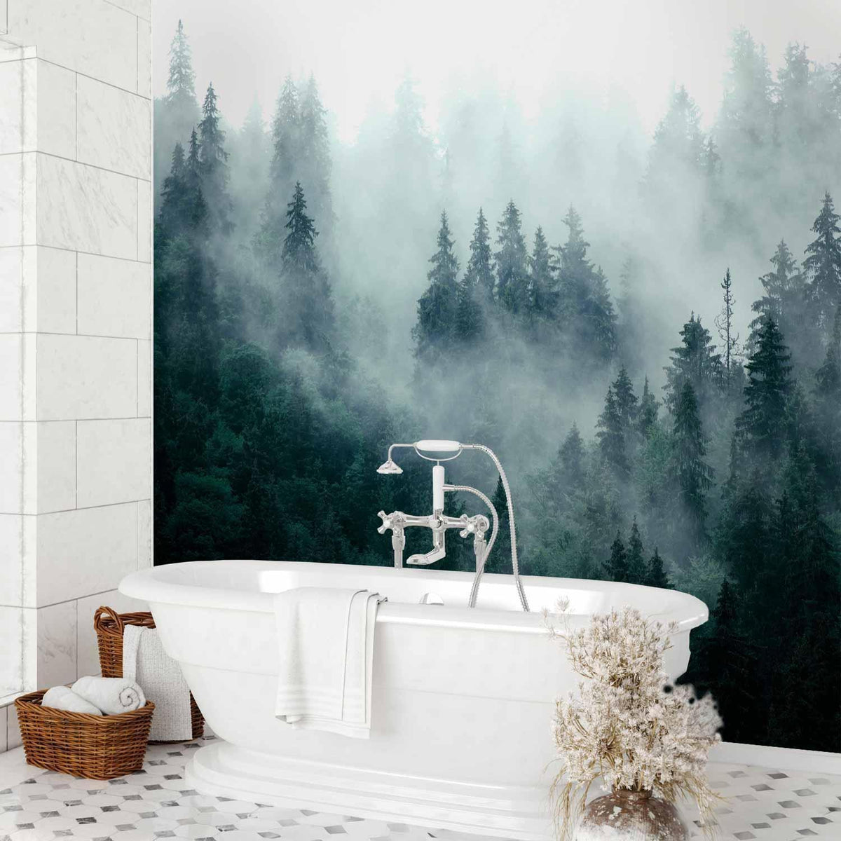 Fototapete - Mountain Forest (Dark Green)
