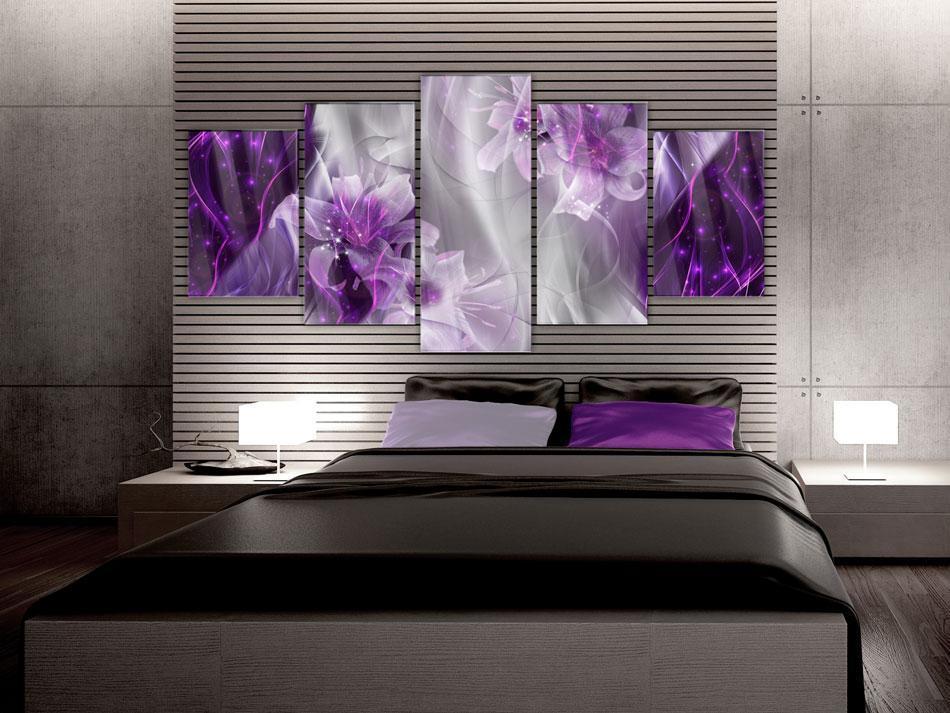 Wandbild Lila Blütentraum – 5-teiliges Acrylglasbild mit Lilien in Violett