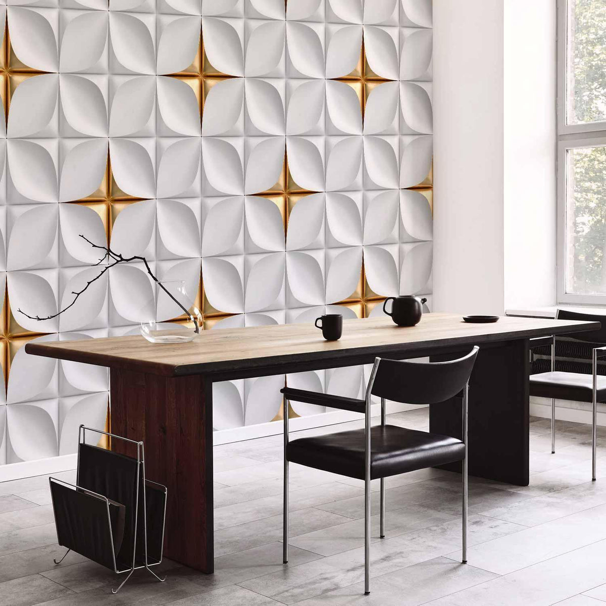 Fototapete Golden Accent – Elegantes Mosaik-Muster in Gold