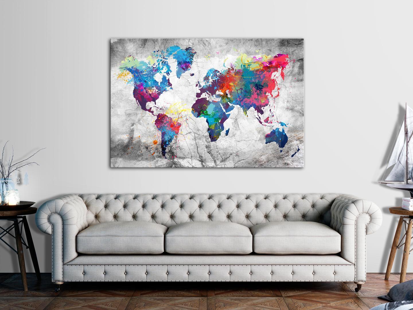 Korkbild - World Map: Grey Style Artgeist