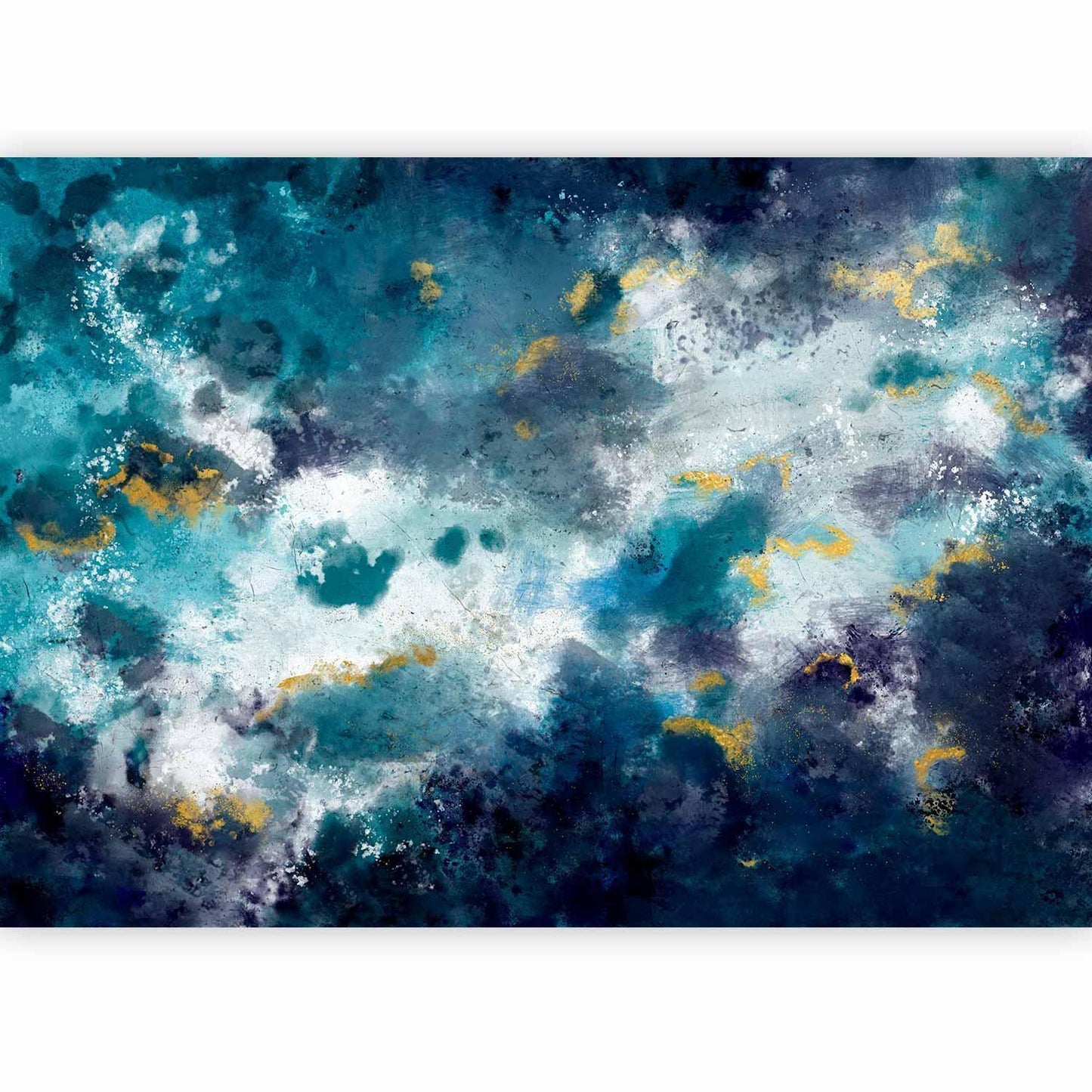 Fototapete - Stormy ocean - abstract blue composition in watercolour style Artgeist