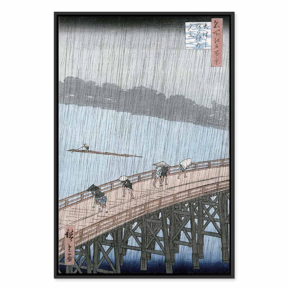 Leinwandbild - Utagawa Hiroshige – Sudden Shower over Shin-Ohashi Bridge and Atake