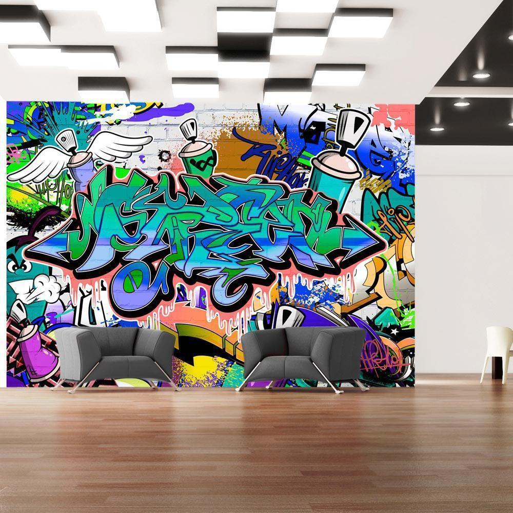 Fototapete - Graffiti: blue theme Artgeist