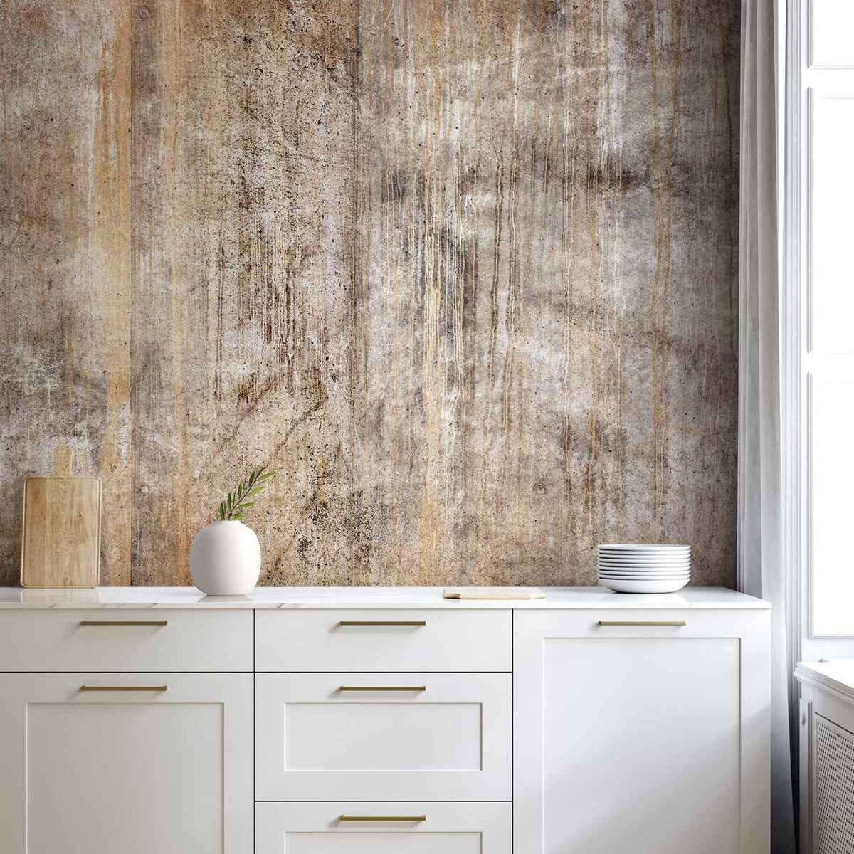 Fototapete - Abstract beige - background with black textured concrete patterns