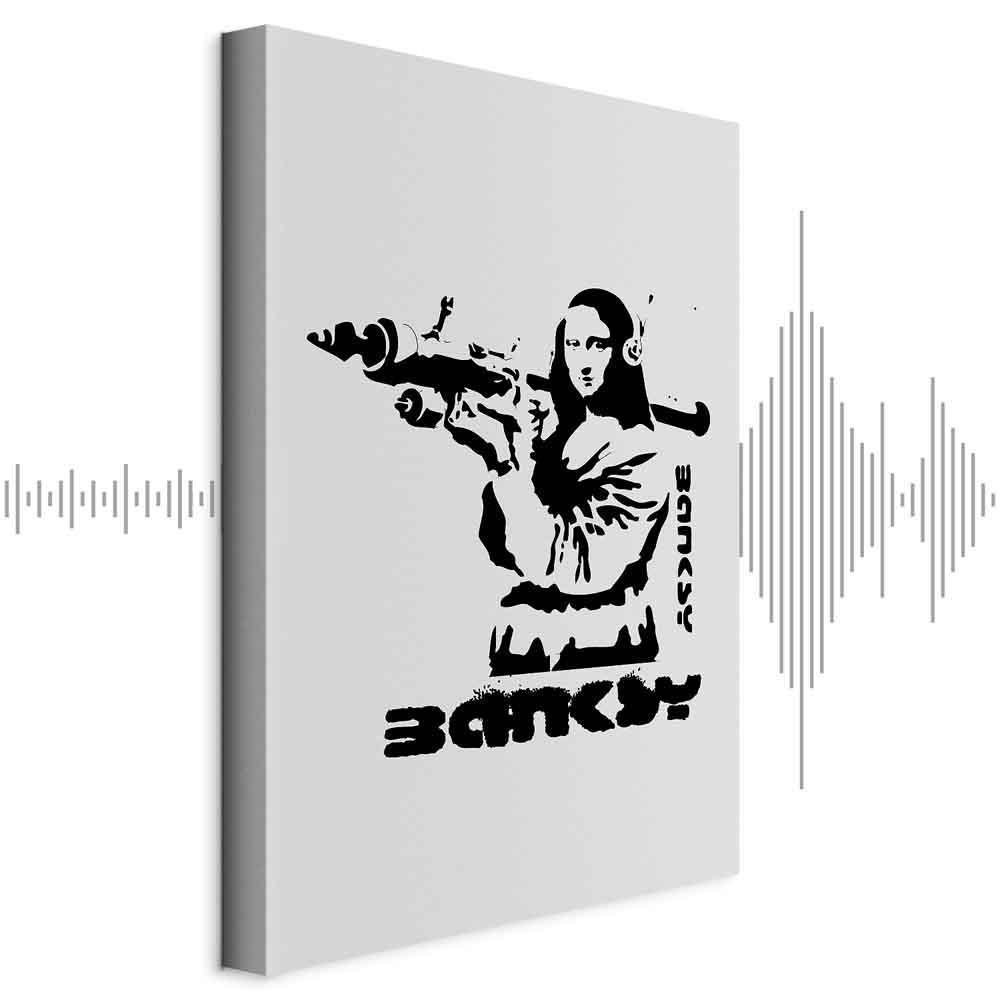 Leinwandbild - Contrast Duel (1-part) - Banksy on Mural with Mona Lisa