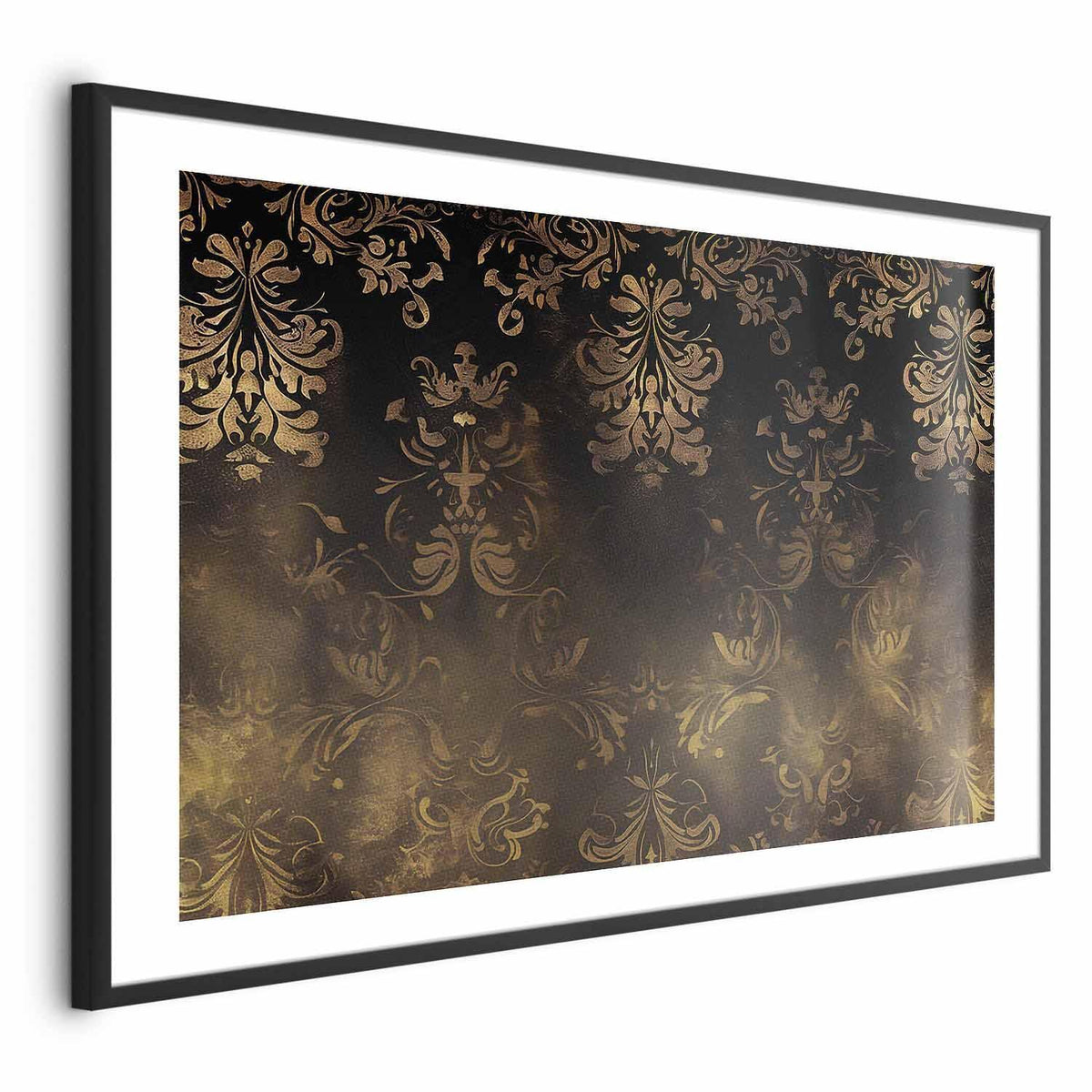Poster - Dark Baroque Patterns with Golden Accents