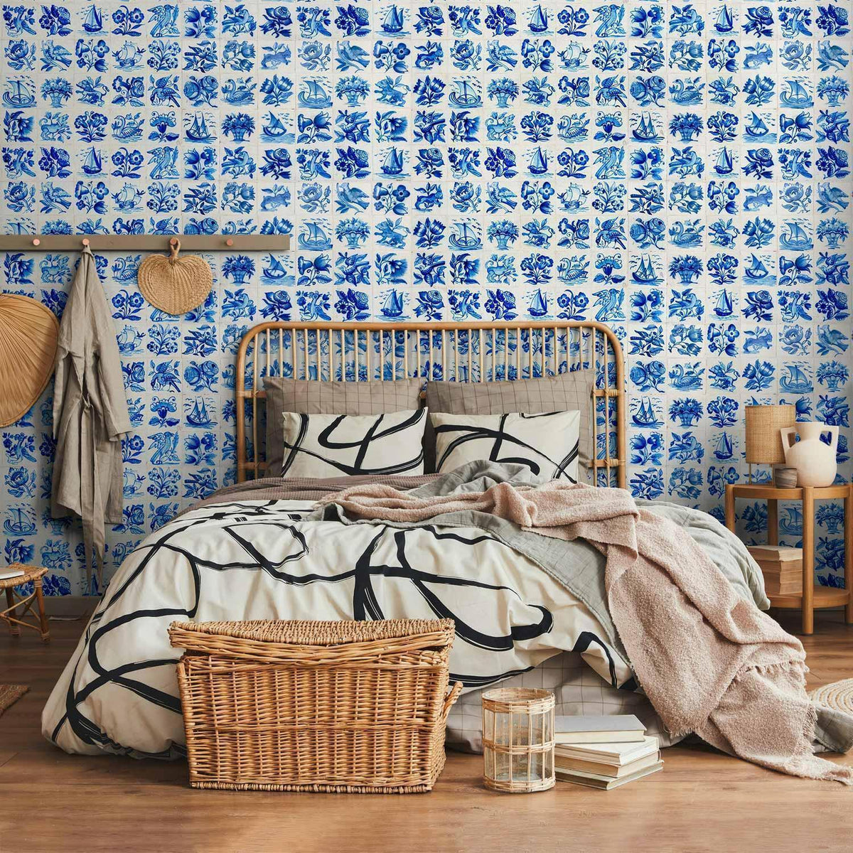 Fototapete Azulejos – Portugiesische Fliesen in Blau-Weiß