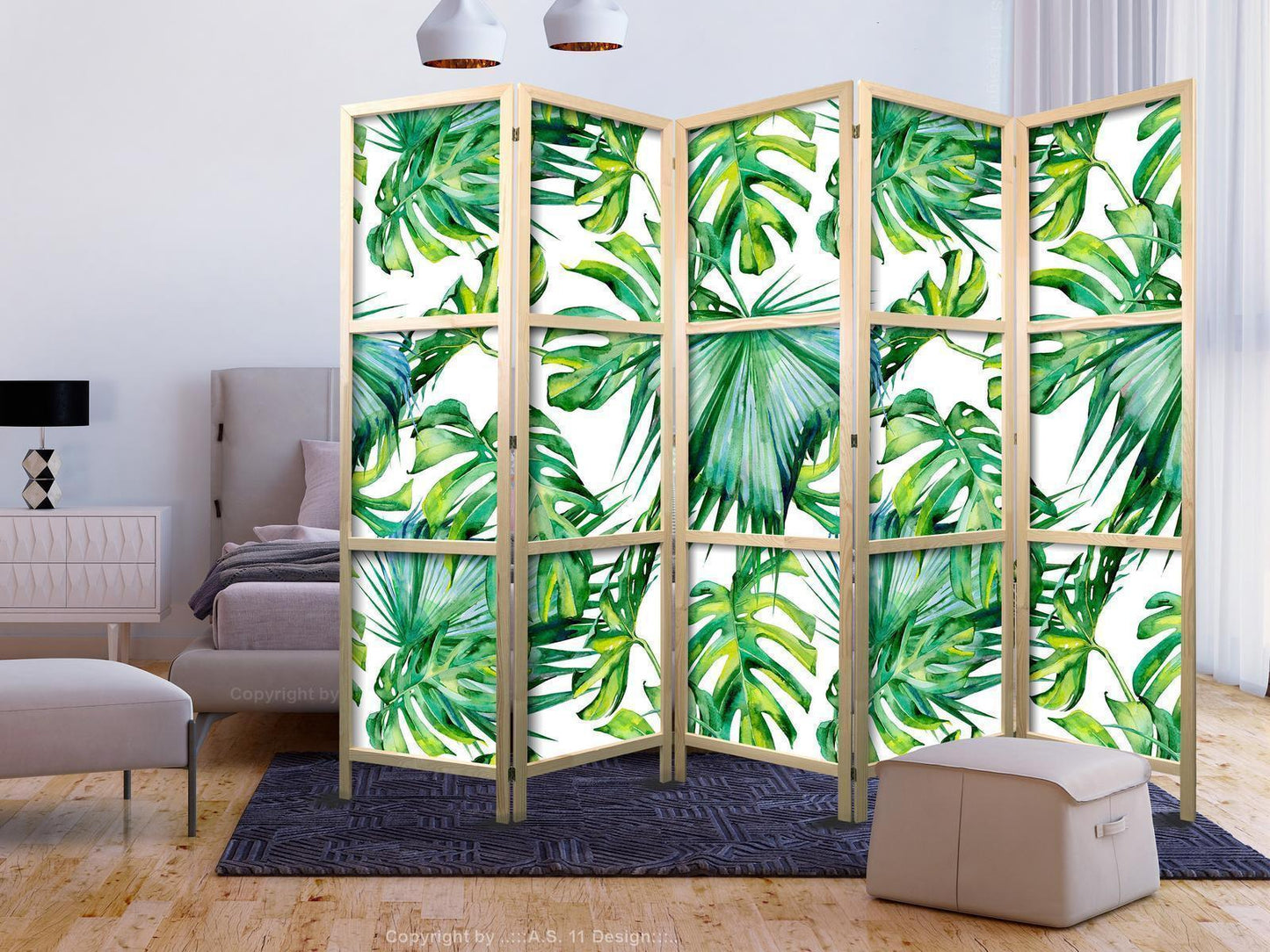 Japanischer Paravent - Monstera and Palm Leaves II Artgeist