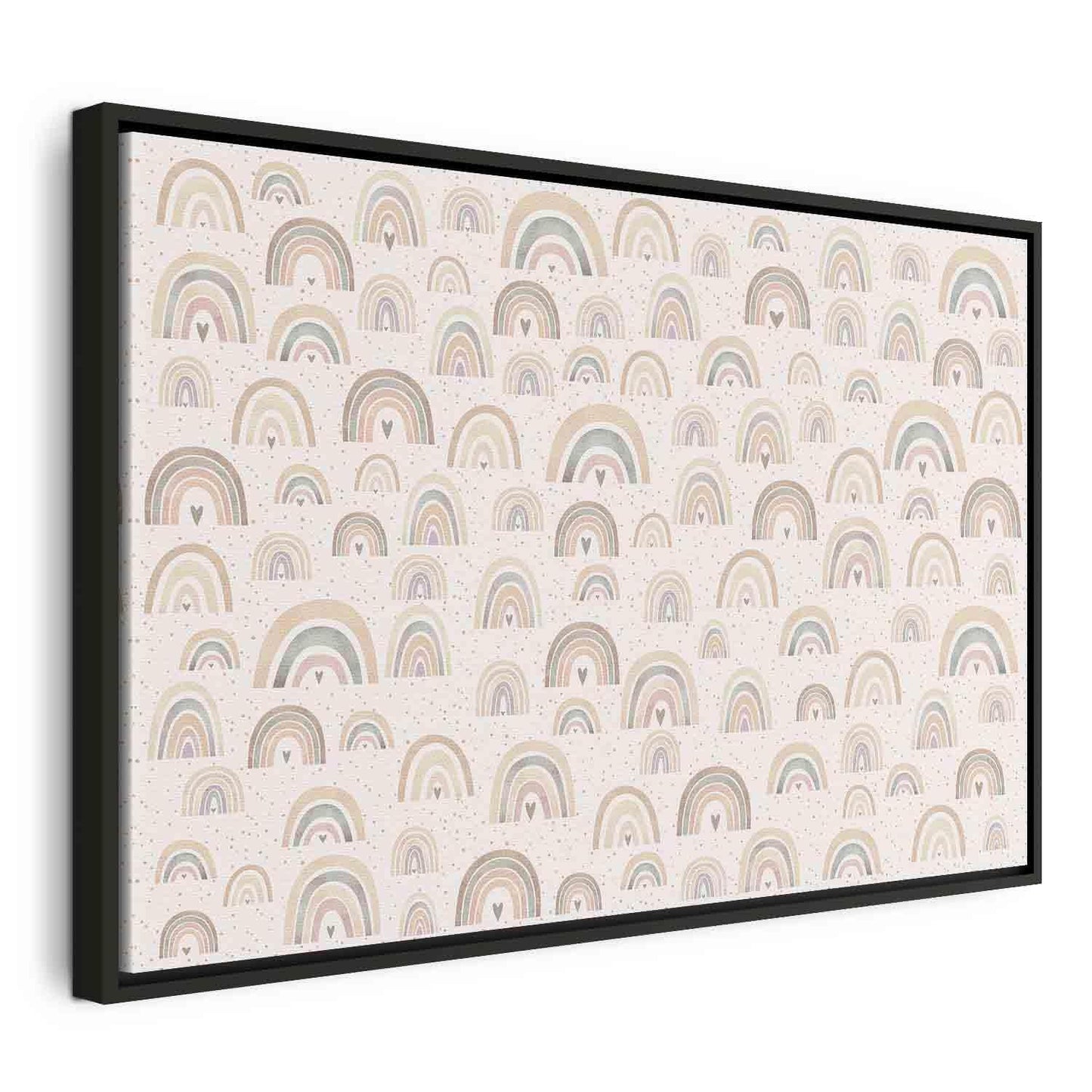 Leinwandbild - Spring - Pastel Rainbows with Hearts on a Rainy Day Artgeist