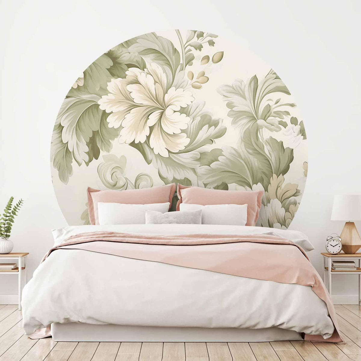 Runde Fototapete Bunte Vintage-Blumen