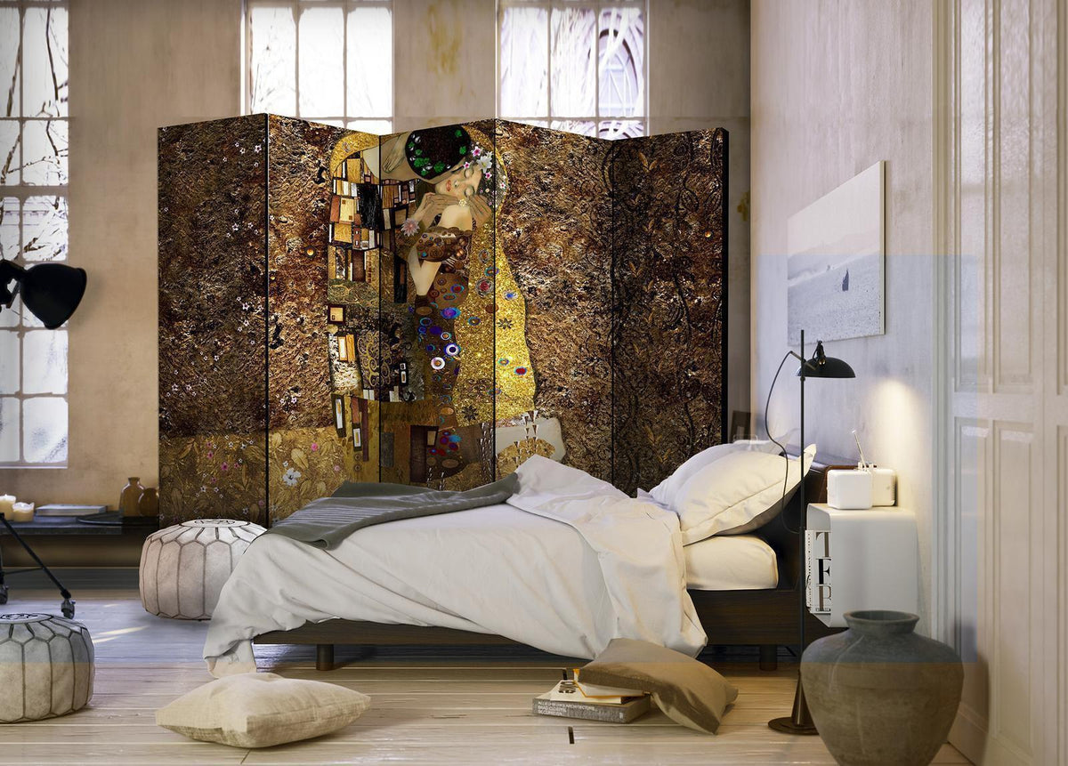 Paravent Goldener Kuss – Kunstvoller Raumteiler nach Klimt