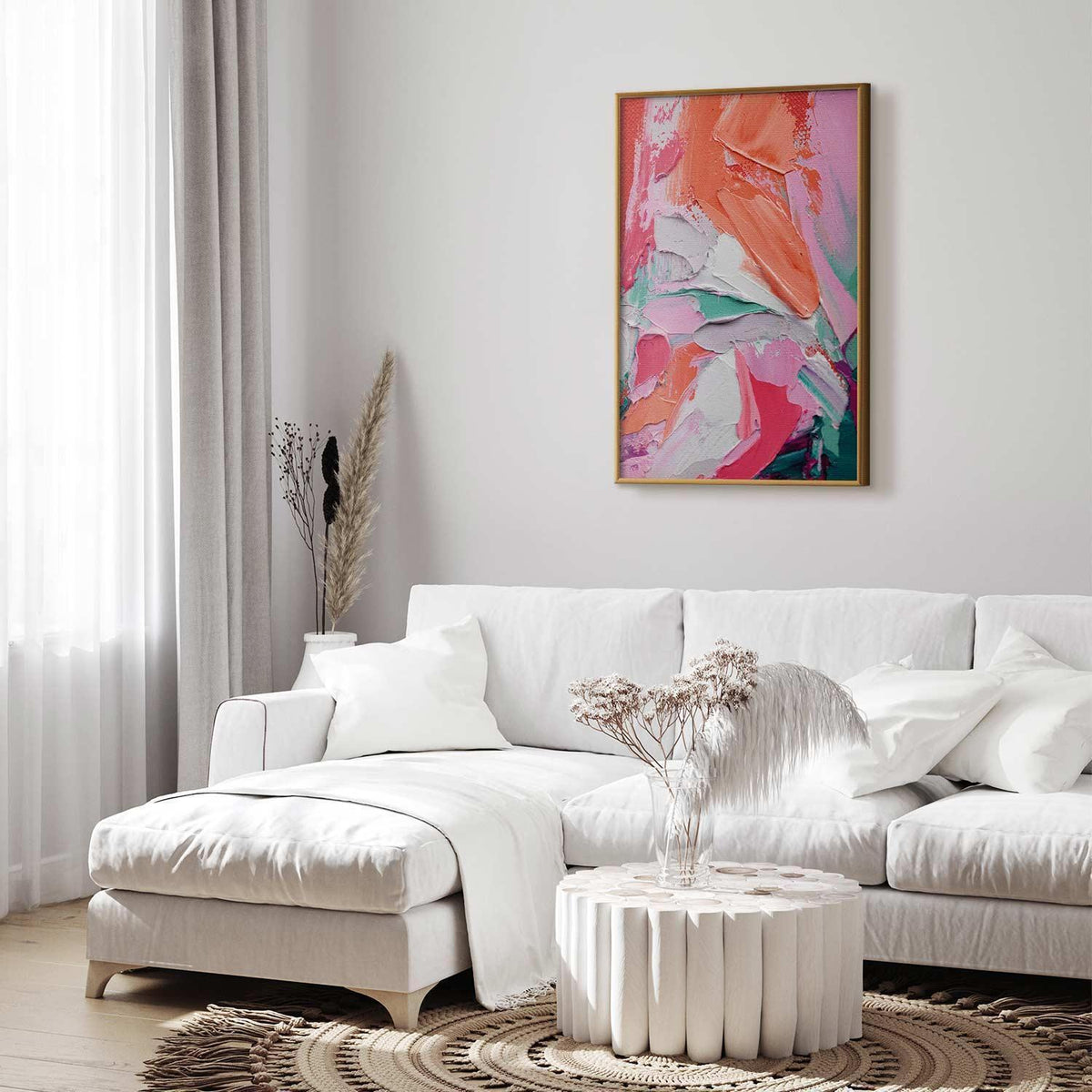 Poster - Pink Palette - vibrant shades of pink, orange, and green on canvas