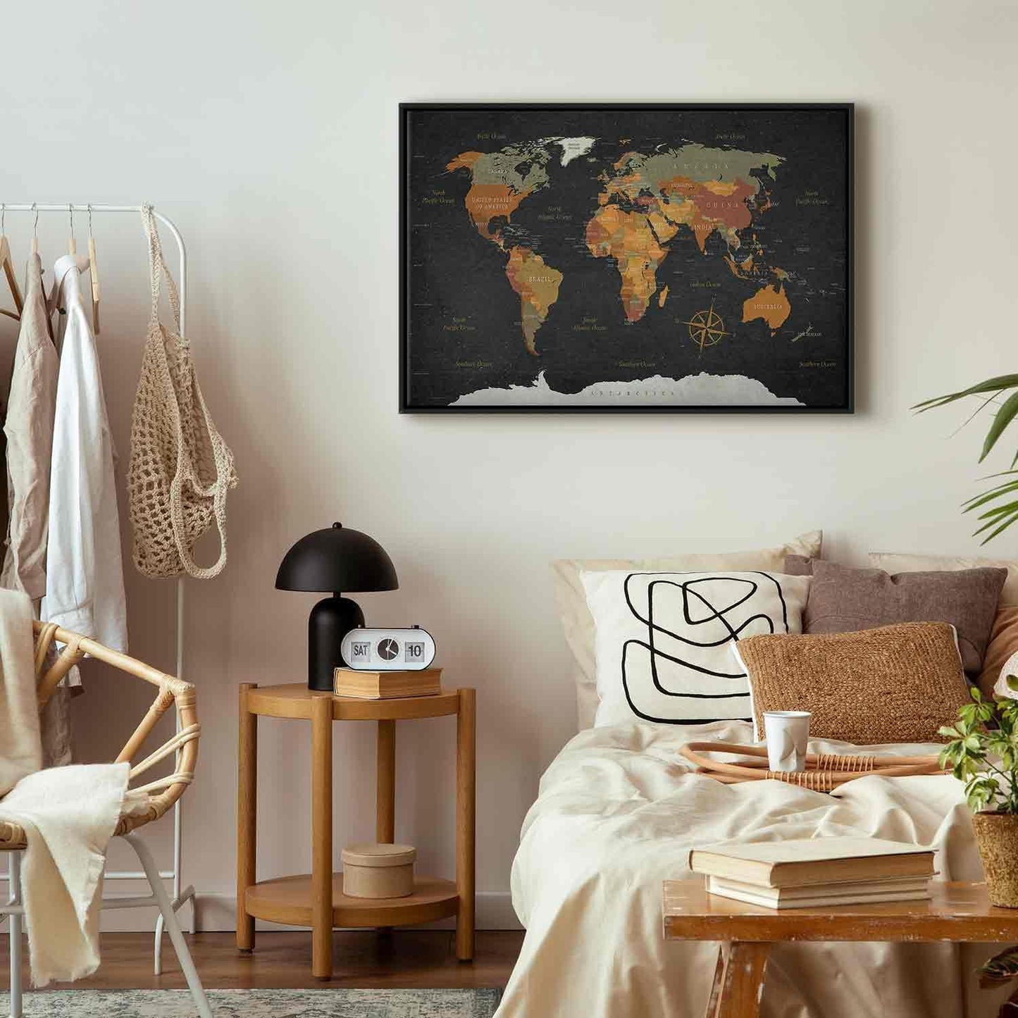 Leinwandbild - World Map: Secrets of the Earth Artgeist