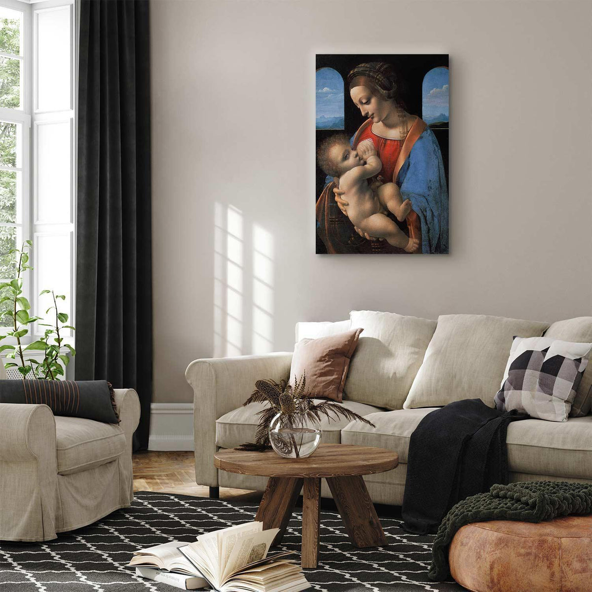 Leinwandbild - Leonardo da Vinci – Madonna Litta