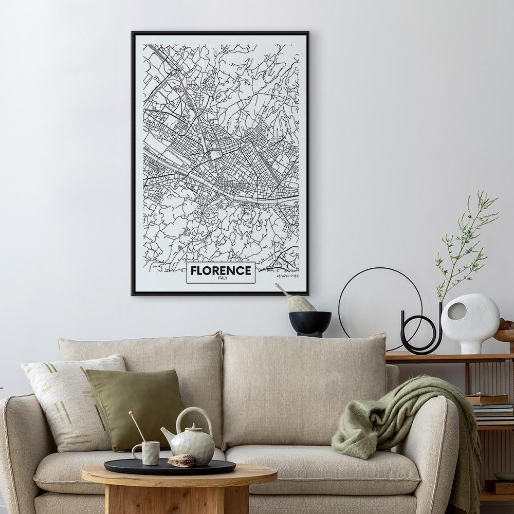 Leinwandbild - Florence Map (1 Part) Vertical