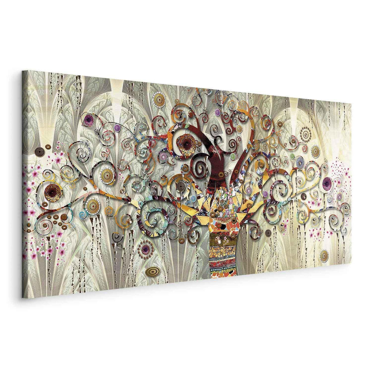 Leinwandbild Gustav Klimt Lebensbaum Bunt – Symbolische Wandkunst