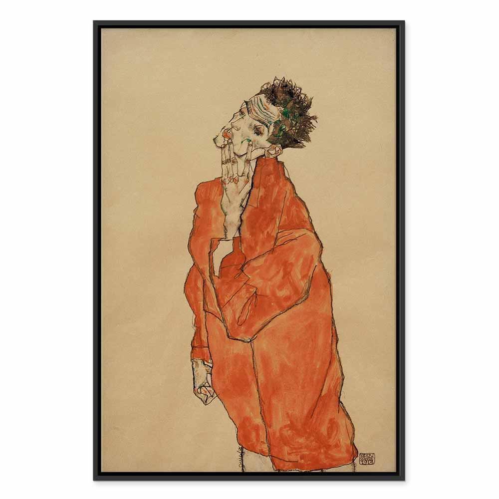 Leinwandbild - Egon Schiele – Self-Portrait (Man in Orange Jacket)