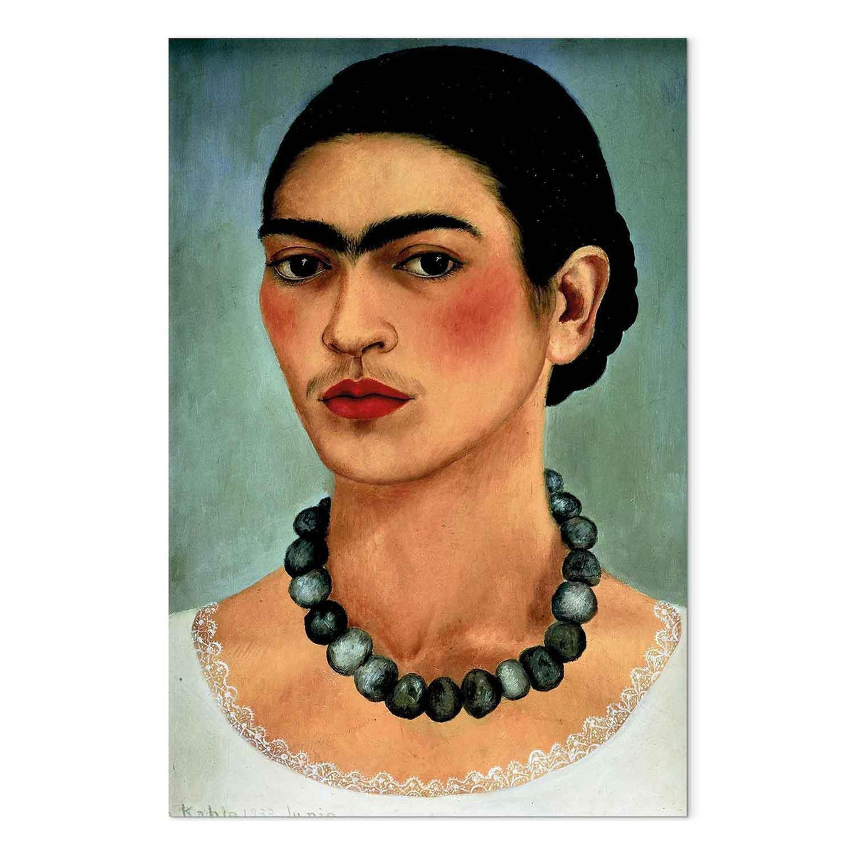 Leinwandbild - Frida Kahlo – Self-Portrait with Beaded Necklace