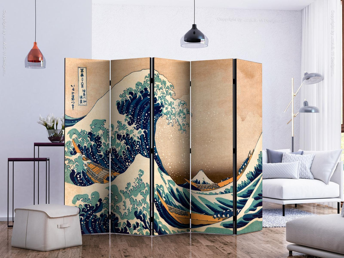 Paravent Die Große Welle von Kanagawa – Japanischer Raumteiler nach Hokusai
