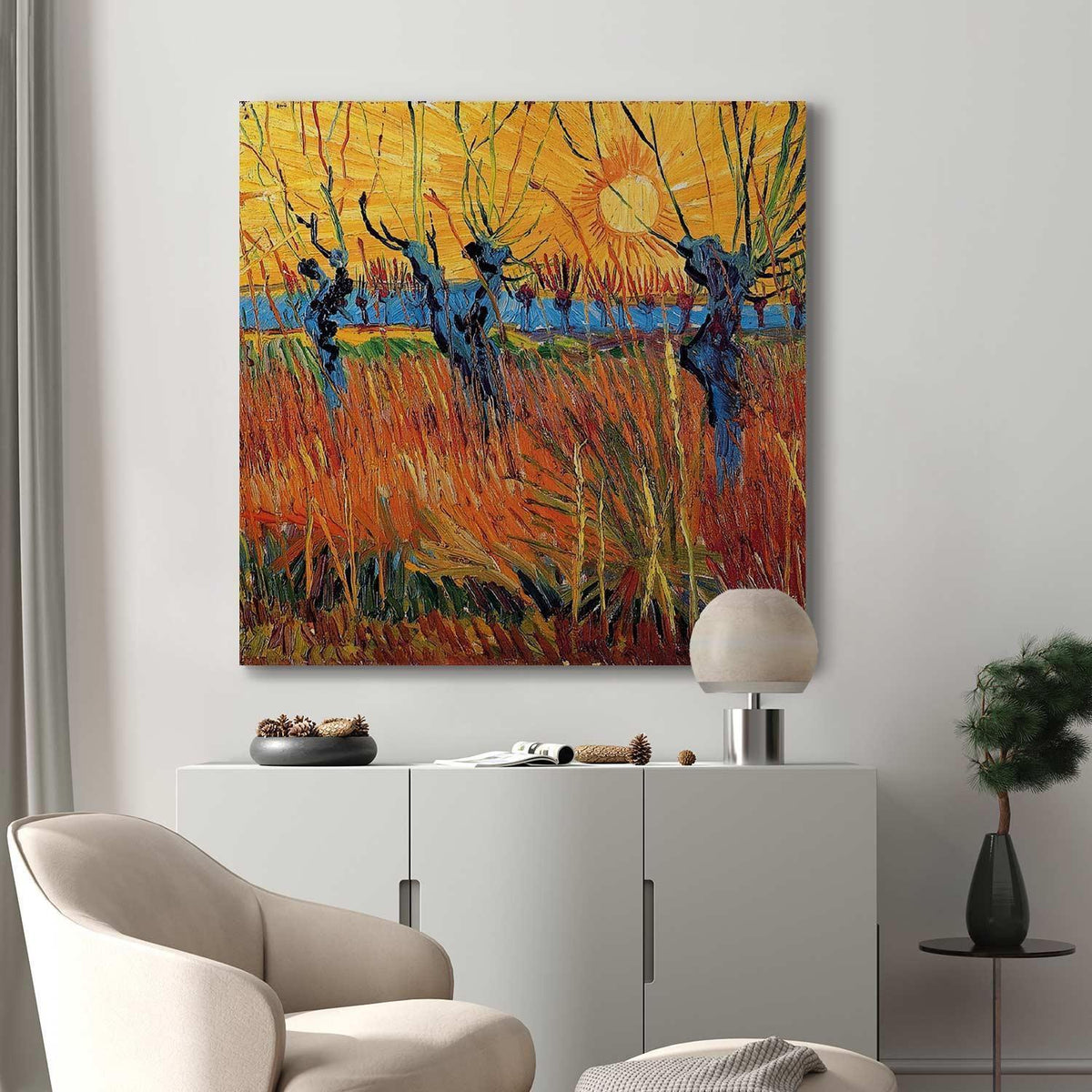 Leinwandbild - Vincent van Gogh – Willows at Sunset