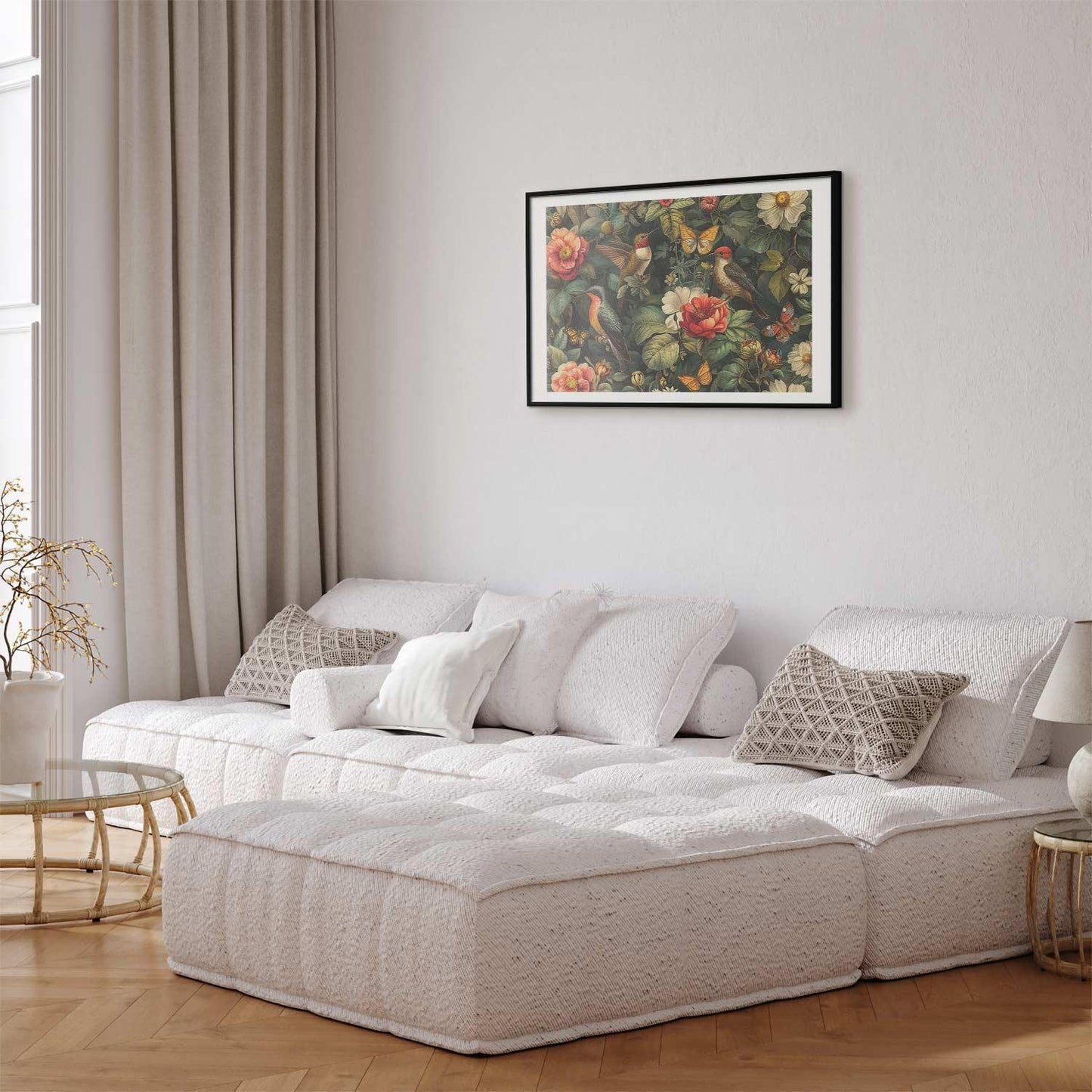 Poster - Flowers, Birds, and Butterflies - vintage-style illustration