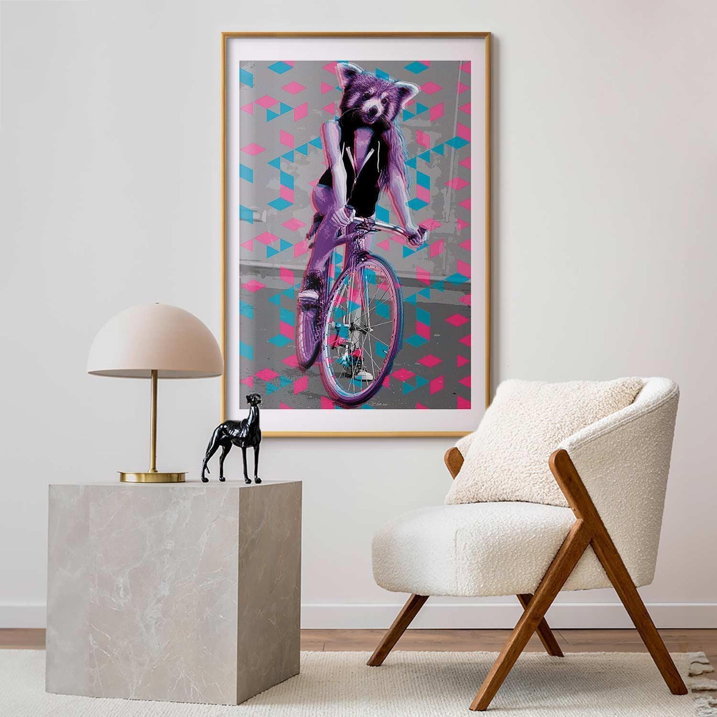 Poster - Raccoon on a Bicycle Artgeist