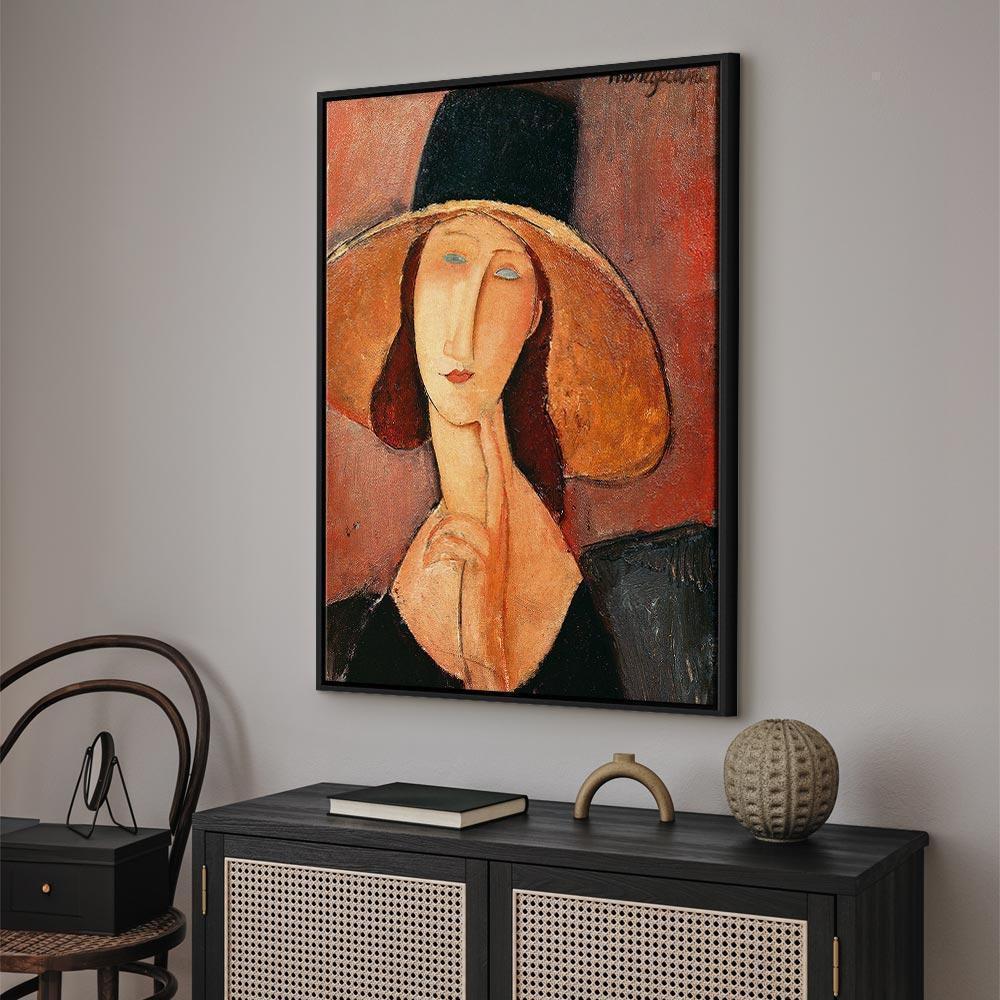 Leinwandbild - Amedeo Modigliani – Portrait of Jeanne Hebuterne in a Large Hat