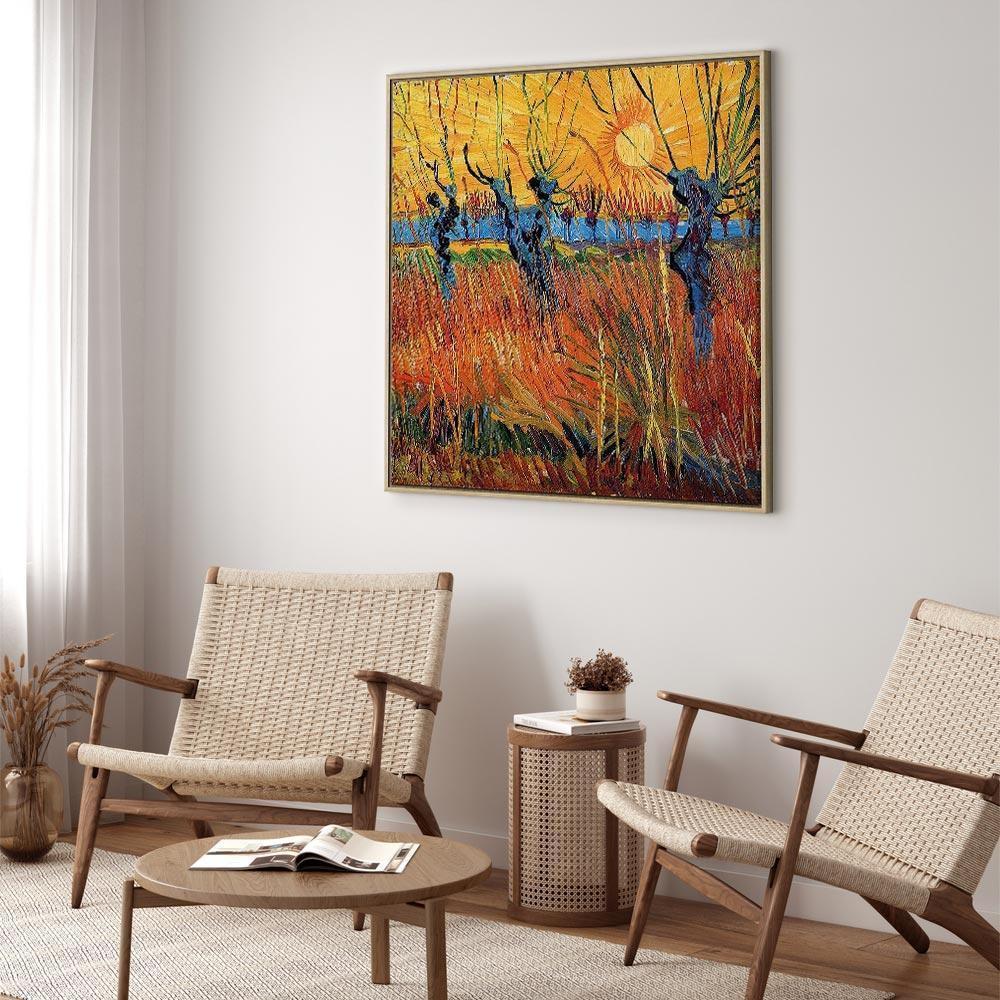 Leinwandbild - Vincent van Gogh – Willows at Sunset