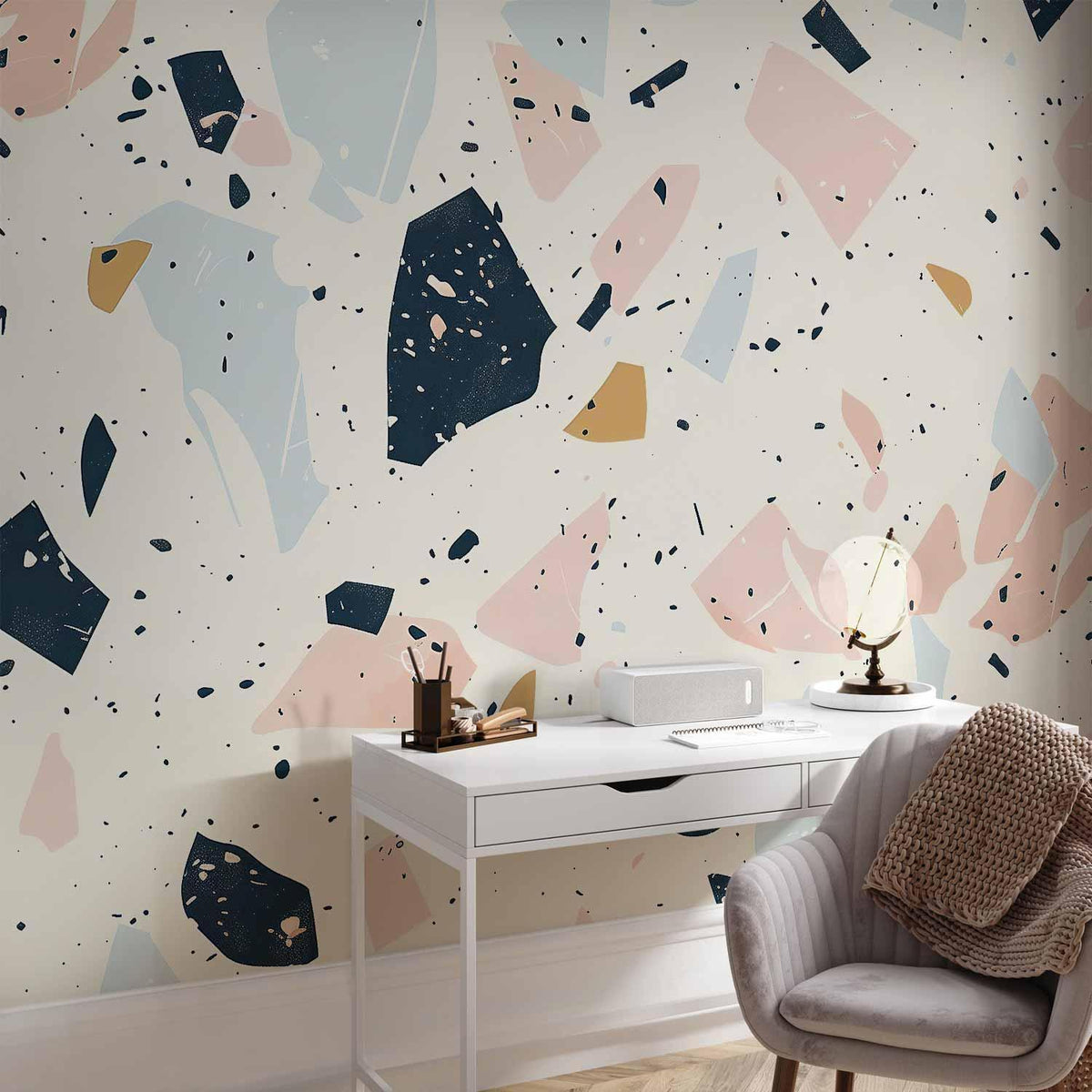 Fototapete - Terrazzo with Large Scaled Stones in Subdued Colors