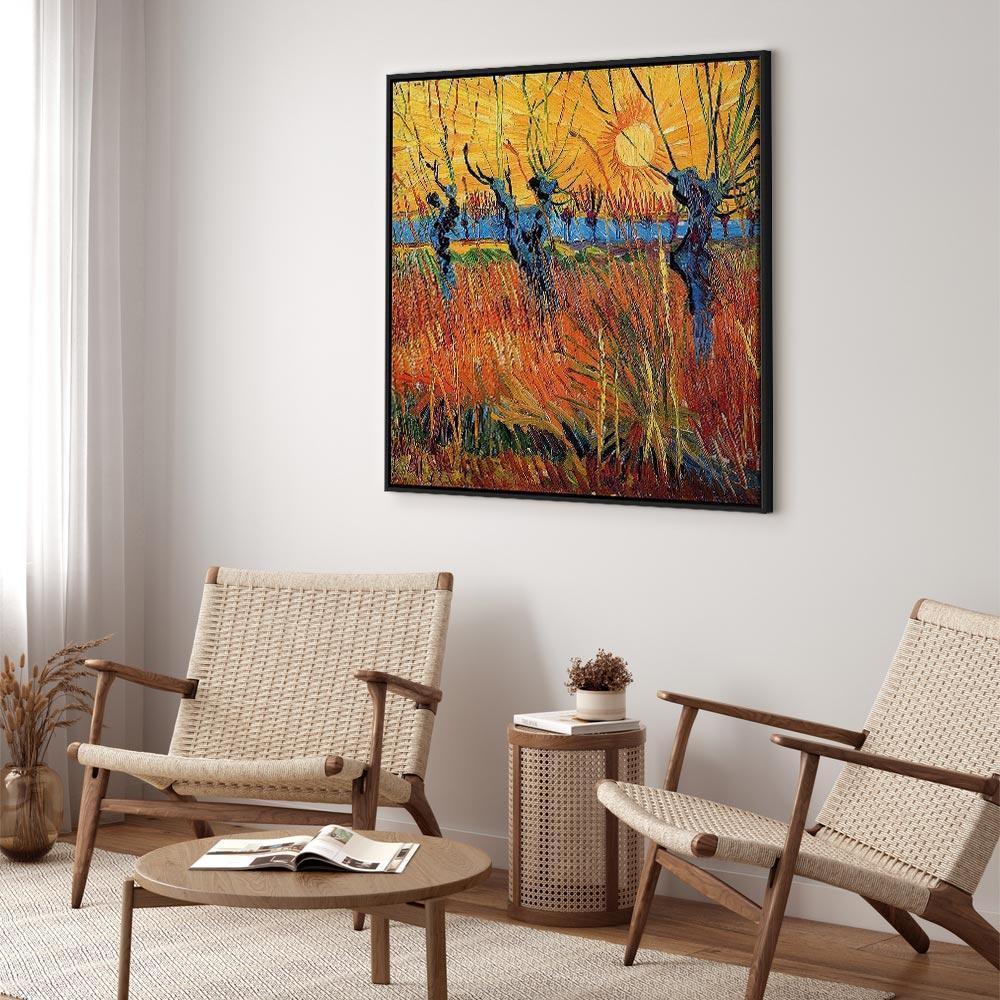 Leinwandbild - Vincent van Gogh – Willows at Sunset