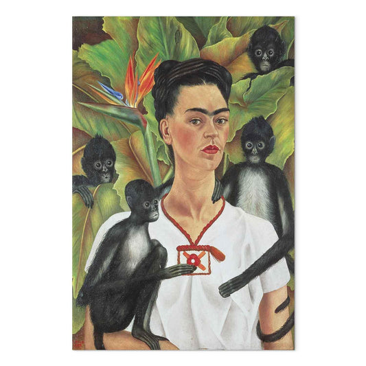 Leinwandbild - Frida Kahlo – Self-Portrait with Monkeys