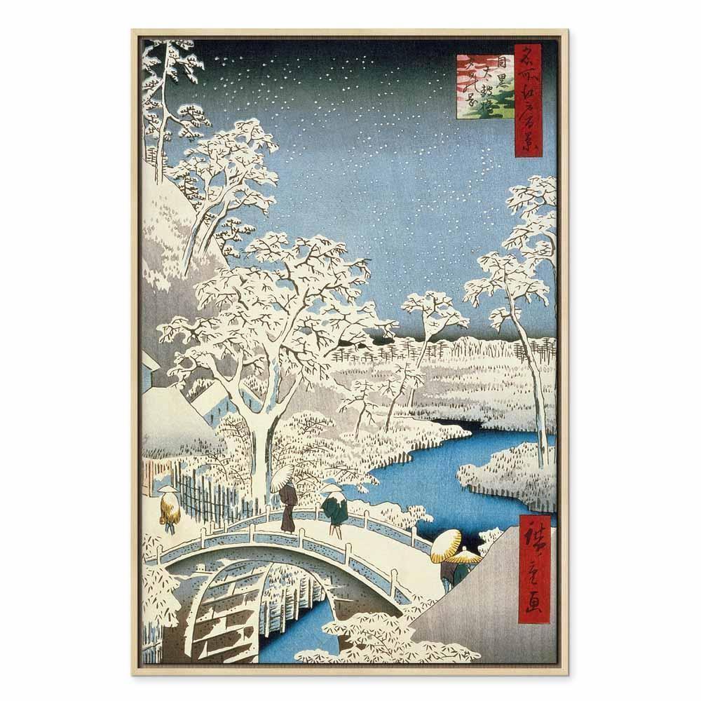 Leinwandbild - Utagawa Hiroshige – Drum bridge and Setting Sun Hill at Meguro