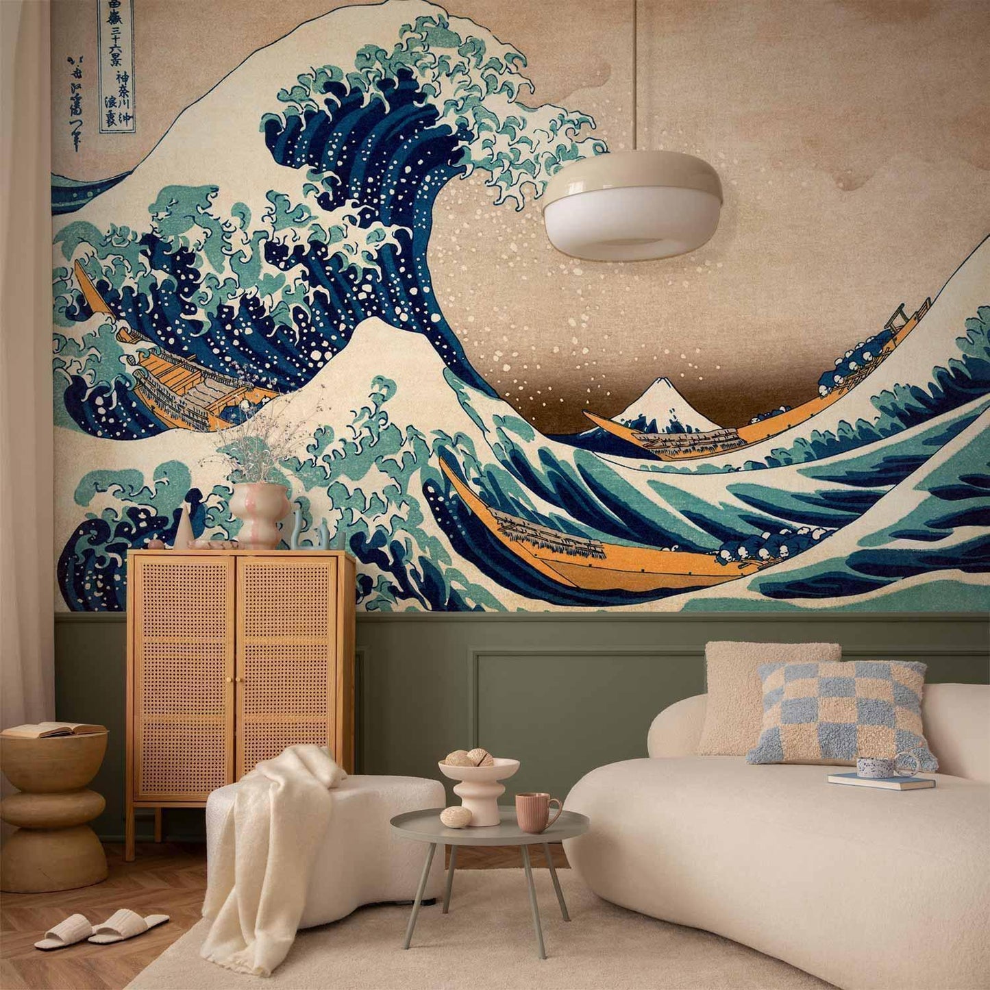 Die große Welle von Kanagawa – Fototapete im Stil von Hokusai