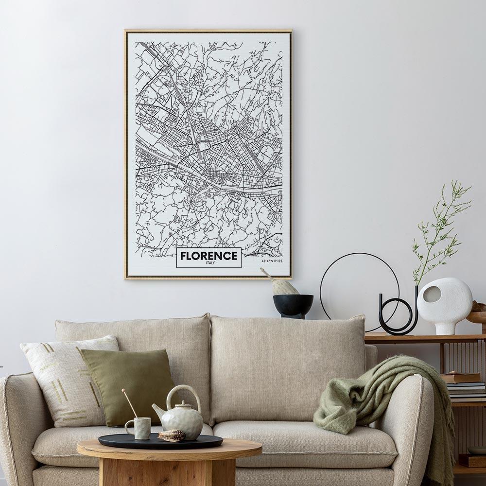 Leinwandbild - Florence Map (1 Part) Vertical
