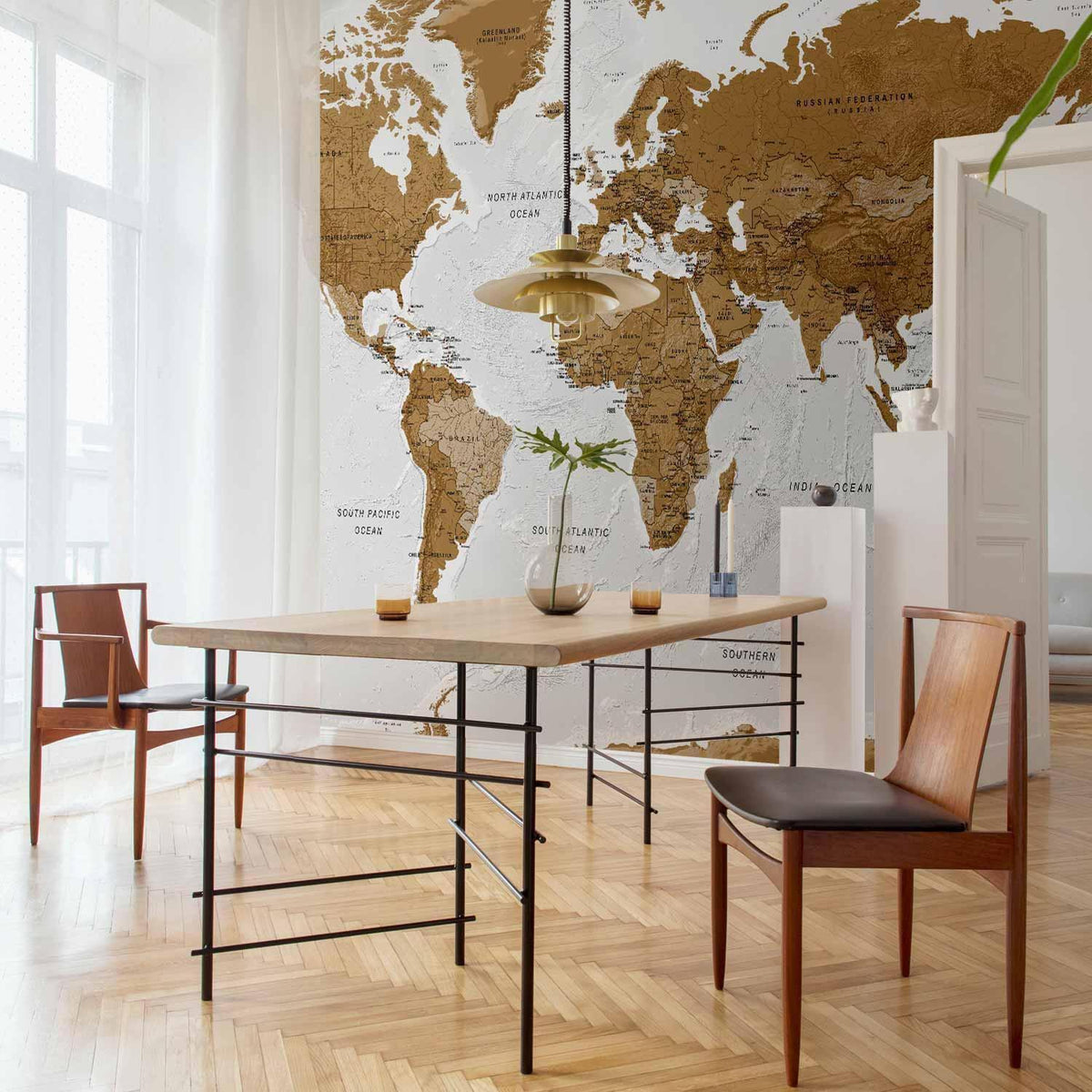 Fototapete - World Map: White Oceans