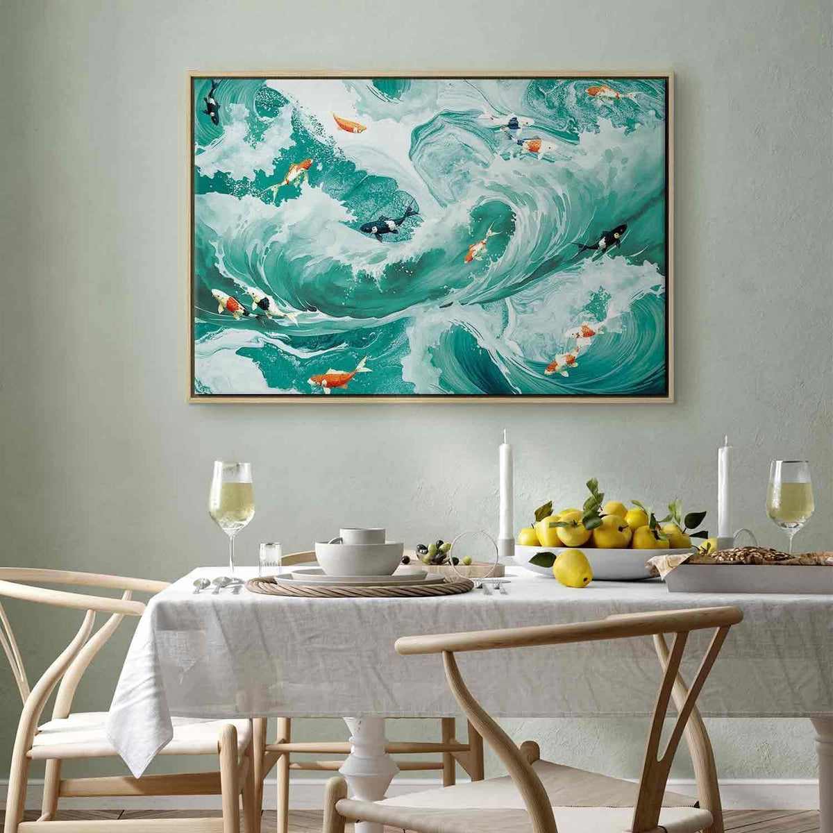 Leinwandbild - Fish and waves
