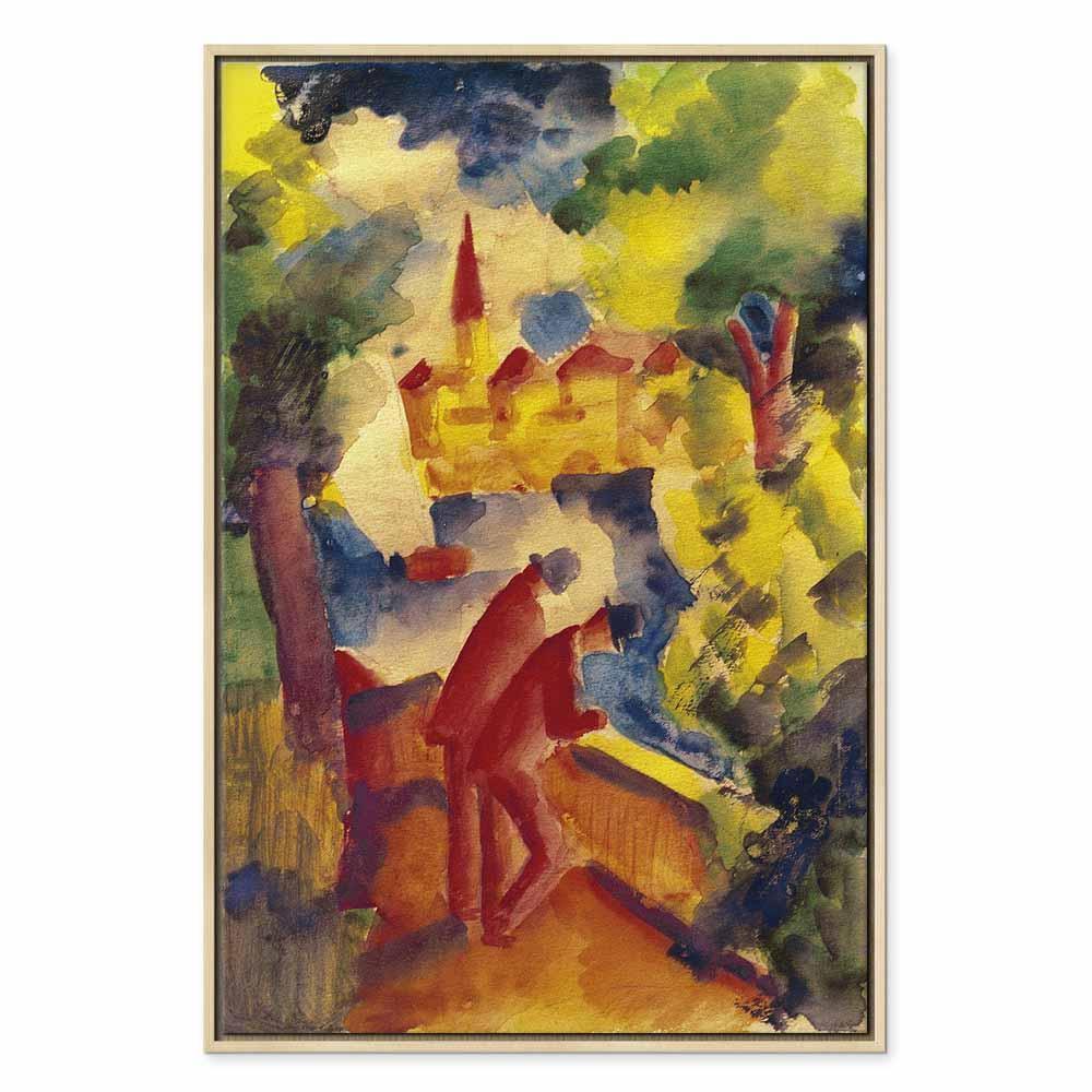 Leinwandbild - August Macke – Men on the Road by the Lake