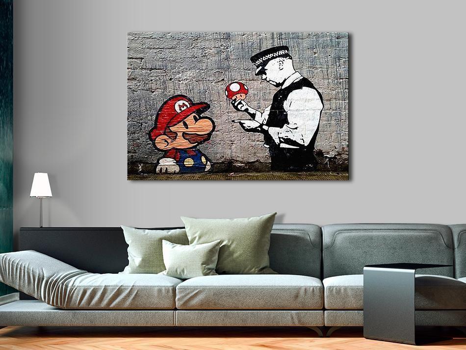 Leinwandbild - Mario and Cop by Banksy Artgeist