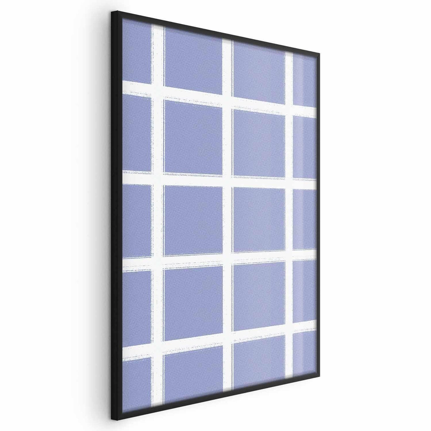 Poster - White Lines - a grid with large gaps on a blue background Artgeist