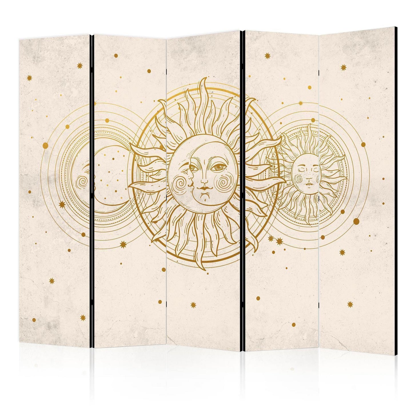 Paravent - Golden Sun and Moon - Artistic Retro Style Illustration Artgeist