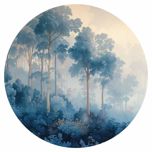 Runde Fototapete - A forest in misty shades of blue