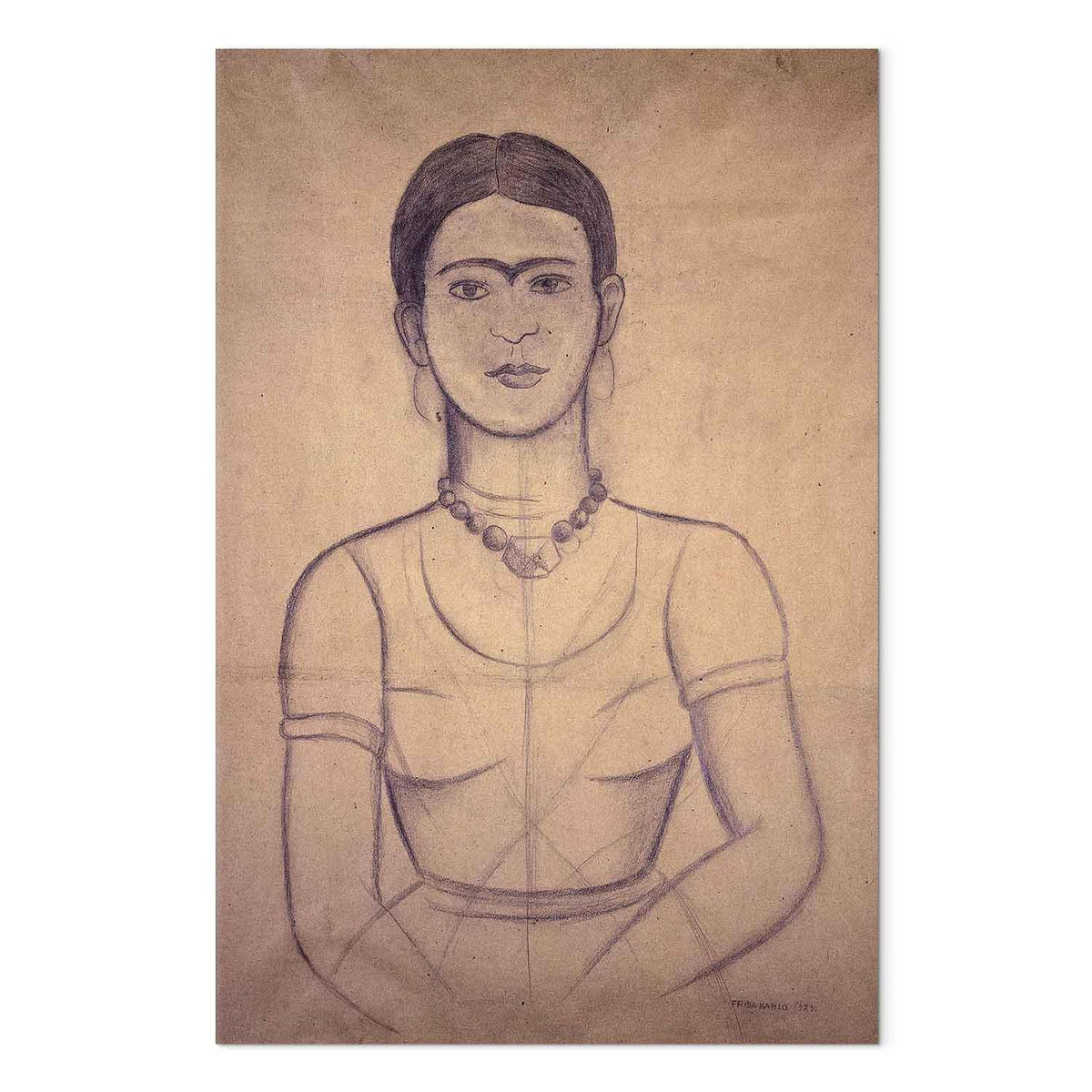 Leinwandbild - Frida Kahlo – Self-Portrait, 1929 (charcoal drawing)