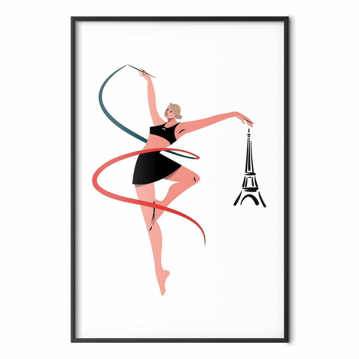 Poster - Illustration of a Woman with a Ribbon - Artistic Gymnastics