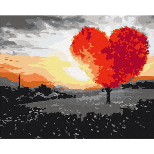 Malen nach Zahlen - Heart-Shaped Tree (Sunrise)