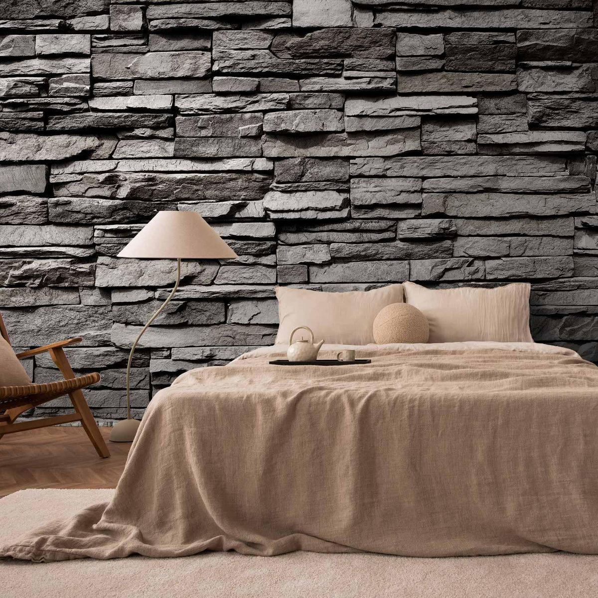 Fototapete Moderne Granitwand – Graue Steinstruktur Industrial