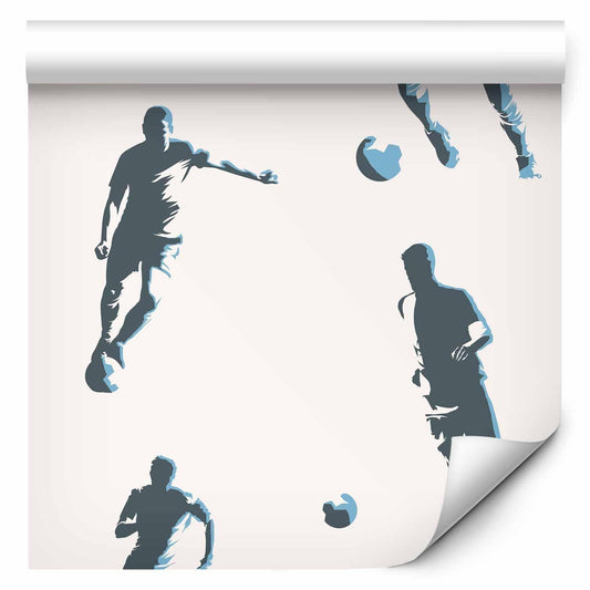 Tapete - Football Characters - Action and movement in silhouettes on a light background