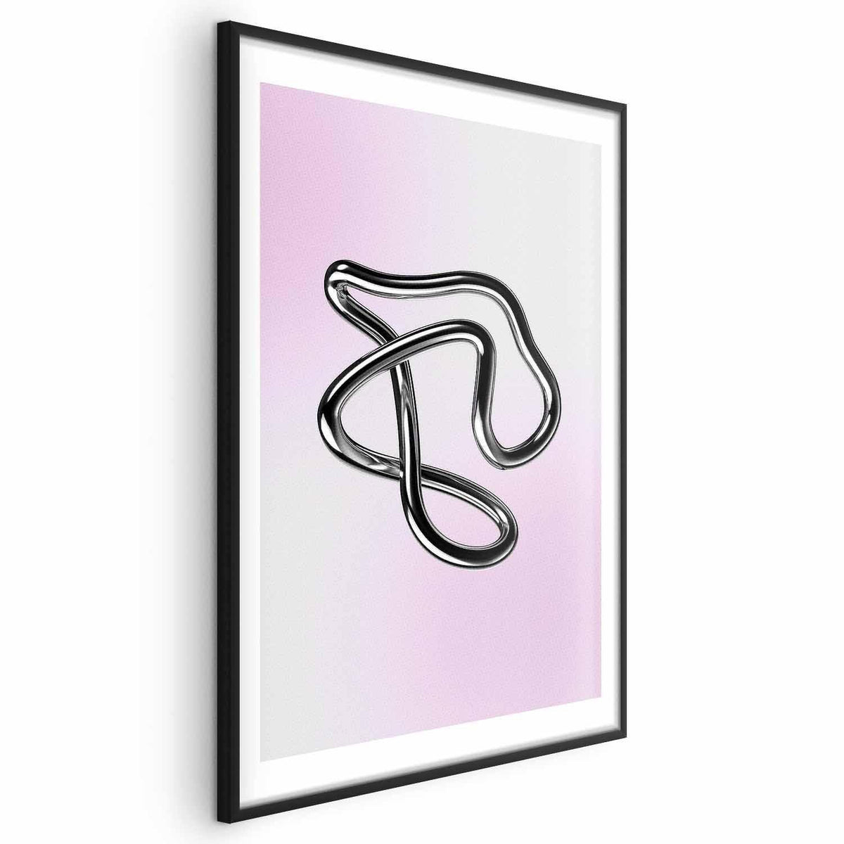 Poster - Silver Intricacies - fluid metallic figure on a gradient background