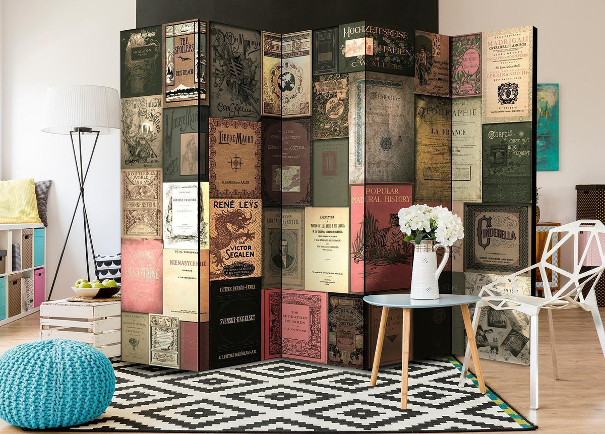 Paravent Bücher des Paradieses – Literarischer Raumteiler mit Bücherregal-Motiv