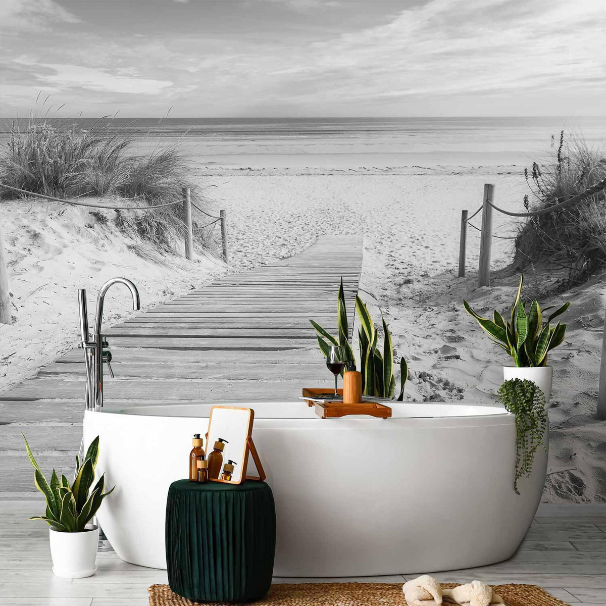 Fototapete - On the beach - black and white
